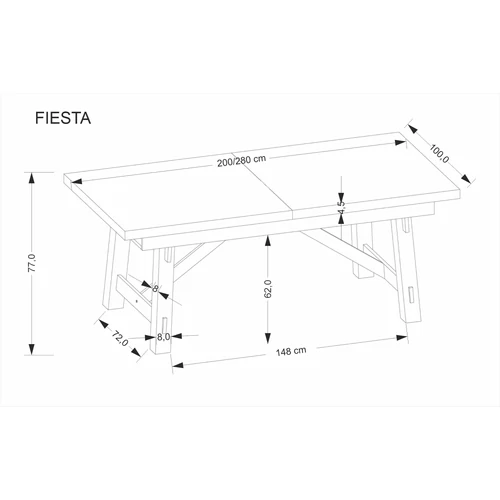 Fiesta bővíthető étkezőasztal – natúr tölgy / fekete - 9. kép