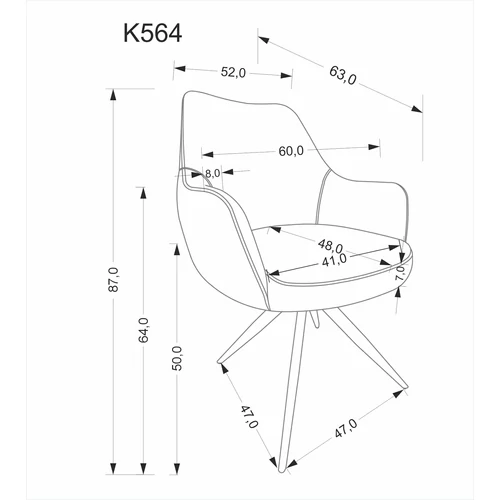 K564 forgatható szék – szürke - 7. kép