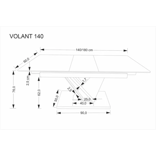 Volant 140 bővíthető étkezőasztal – fekete márvány / arany tölgy / fekete - 8. kép