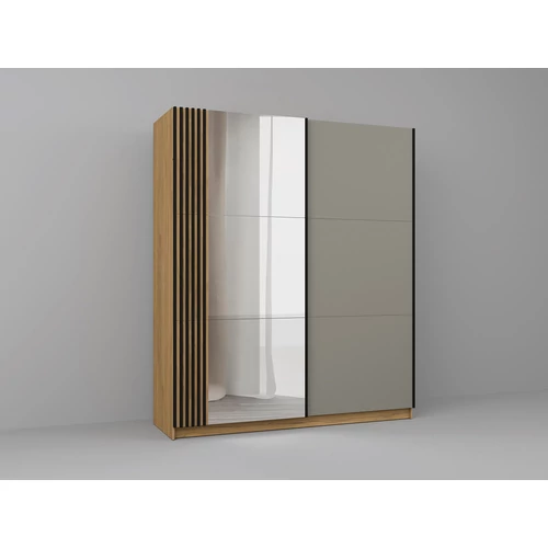 Szekrény tükörrel si riflaje Hickory/szürke Cashmere - Olymp