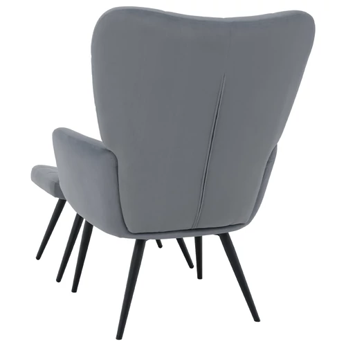 HABEN szürke velvet lábtartós fotel