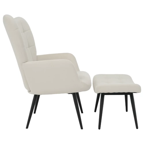 HABEN fehér velvet lábtartós fotel