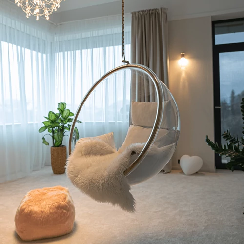 Függő fotel  átlátszó/arany/fehér  BUBBLE NEW TYP 1