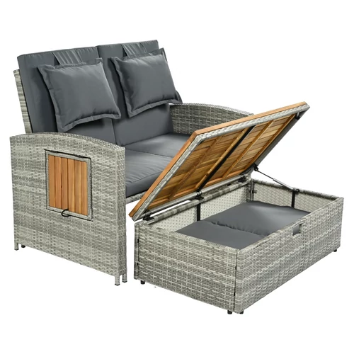 Elegáns szürke-fehér rattan heverő