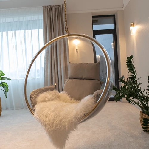 Függő fotel  átlátszó/arany/szürke  BUBBLE NEW TYP 1