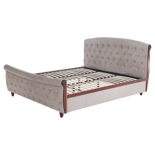 Ágy ágyráccsal  180x200  szürkésbarna Taupe Velvet szövet  BARETO