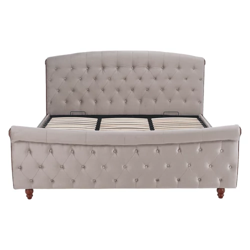 Ágy ágyráccsal  180x200  szürkésbarna Taupe Velvet szövet  BARETO