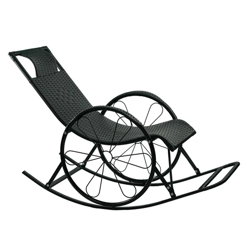 Hintaszék, rattan/fém, fekete, ROKIN