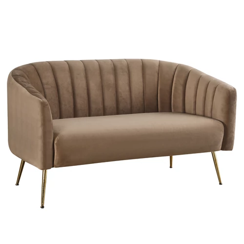 Design kétszemélyes kanapé, barna Velvet szövet/gold króm-arany, BAGY