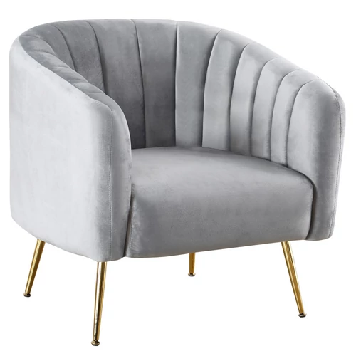 Design fotel, szürke Velvet szövet/gold króm-arany, BAGY