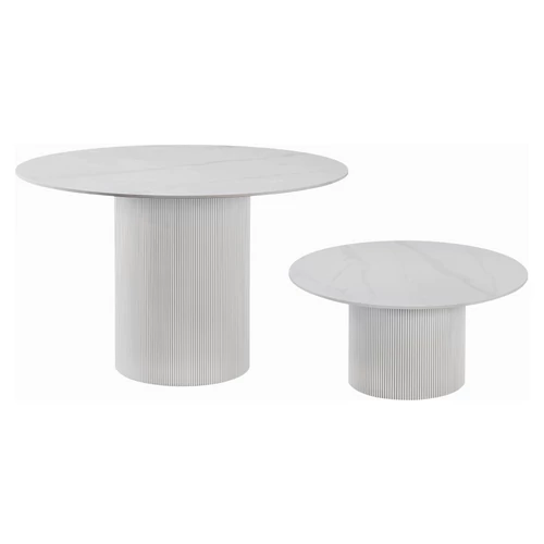 Elegáns dohányzóasztal fehér márvány/MDF-ből