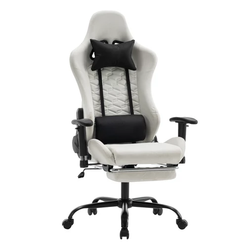 Irodai/gamer szék, fehér/fekete, PAPIBAS
