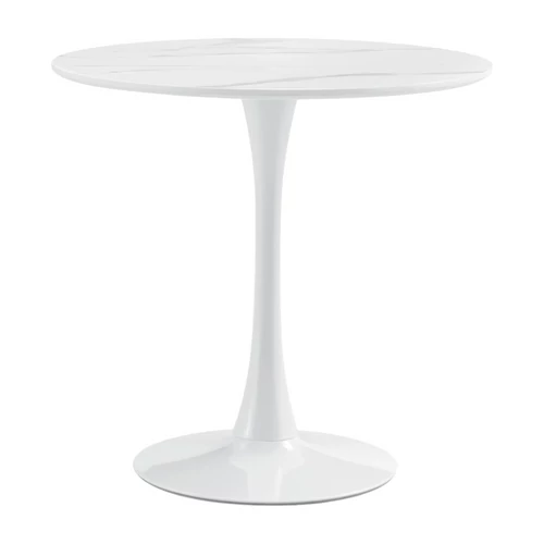 Étkezőasztal, világos márvány/fehér, átmérő 80 cm, LORIAN