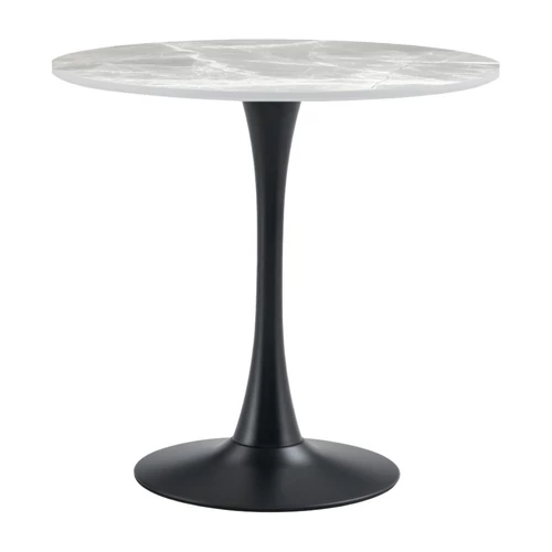 Étkezőasztal, szürke márvány/fekete, átmérő 90 cm, LORIAN TYP 1