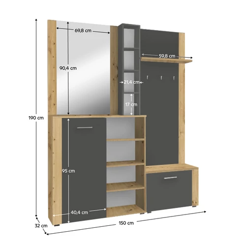 Modern design tölgy és grafit kombinációban