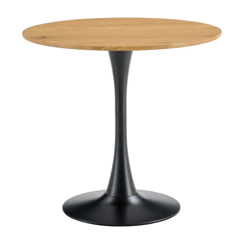 Étkezőasztal, tölgy/fekete, átmérő 80 cm, REVENTON NEW