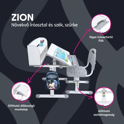 Zion növekvő íróasztal és szék szet
