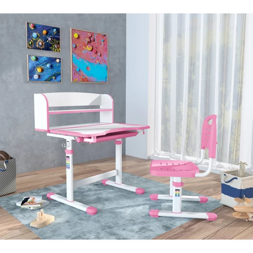 Növekvő íróasztal és szék  rózsaszín/fehér  set ZION