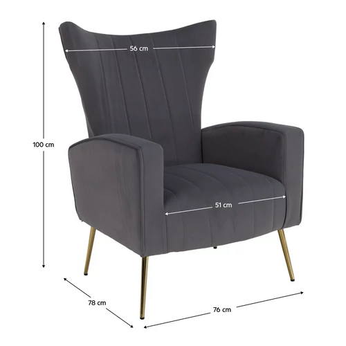 Relaxfotel  szürke Velvet szövet  BARET