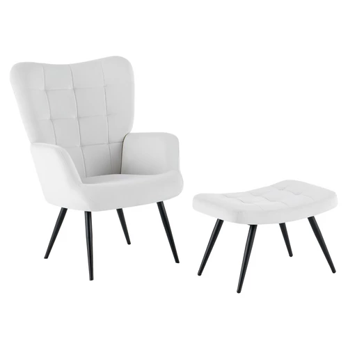 HABEN világos szürke velvet lábtartós fotel
