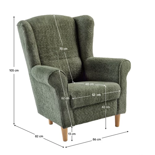Elegáns Charlotte fotel zöld szövetben