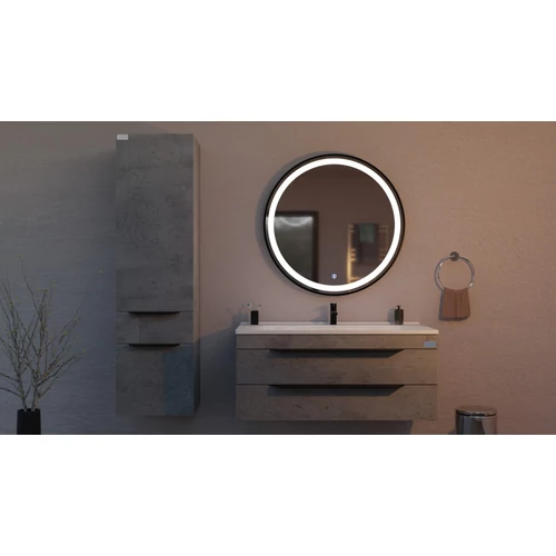 Elegáns fekete kerettel  világítással.  TMP IRON tükör - 90 cm-es méret  modern design.