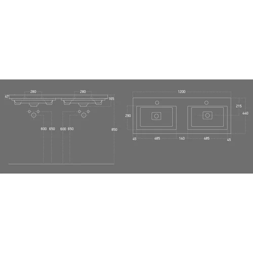 120x44 cm méretben.  TMP FLAT 120 lábon