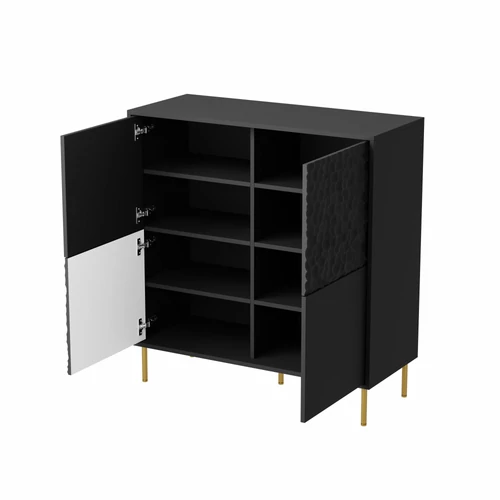 Elegáns bútor a szobád díszítő eleme lesz BULLET KM-2 komód  modern design  fekete és arany kombinációjában
