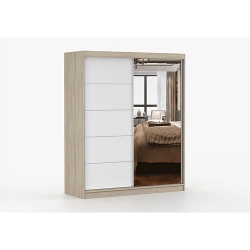 Bono 05 Gardrób 160 cm | Sonoma tölgy | Fehér tükörrel