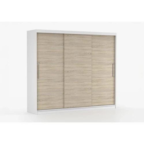 Alba II Gardrób 250 cm | Fehér | Sonoma Tölgyfa | Világítás nélkül
