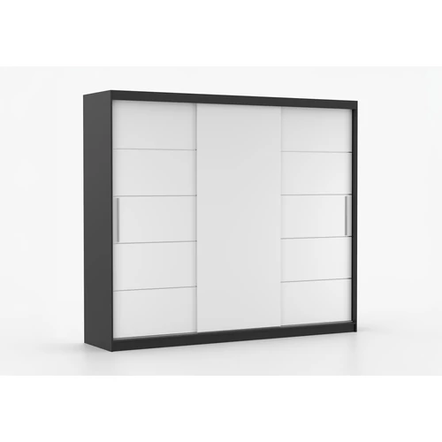 Alba II Gardrób 250 cm | Fekete | Fehér | Világítás nélkül