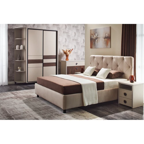 CRISTAL franciaágy ágyráccsal 180x200 fehér bőr - 7. kép