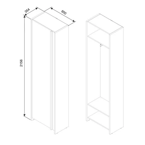 SOLARIS 60 cm-es gardróbszekrény tölgy-krém - 3. kép