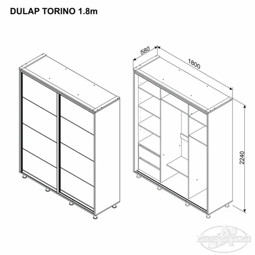 TORINO tolóajtós gardrób 1.4 m Bútorlap grafit - 25. kép
