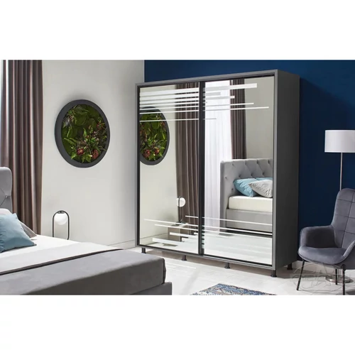 Tolóajtós gardróbszekrény HAVANA 1.2 m Tükör fehér - 58. kép