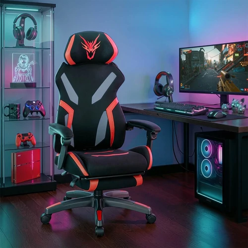 MAXIMO Forgós Gamer Szék fekete/piros