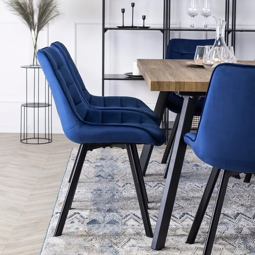 Elegáns sötétkék bársonyfotel