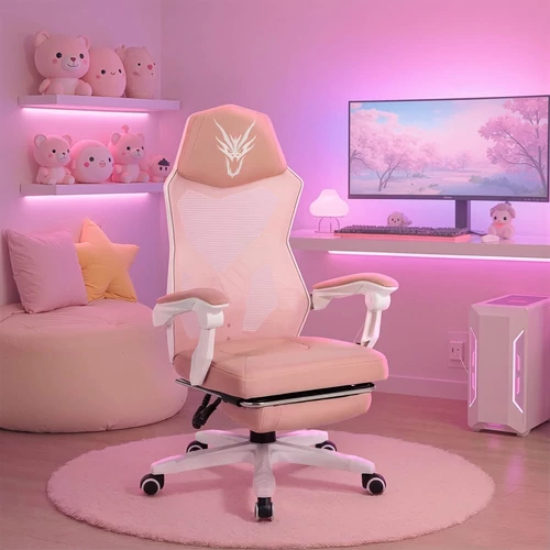 Bing Forgós Gamer Szék rózsaszín-fehér