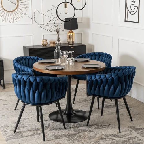Elegáns sötétkék bársonyfotel