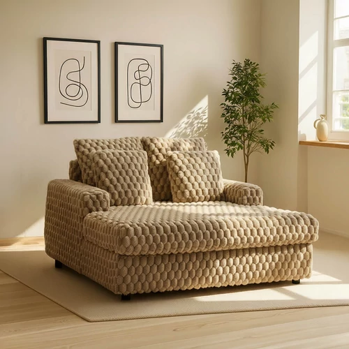 KOBEL Barna Plüss Lounge Fotel