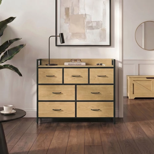 HUDSON fiókos komód 98 cm, tölgy/fekete