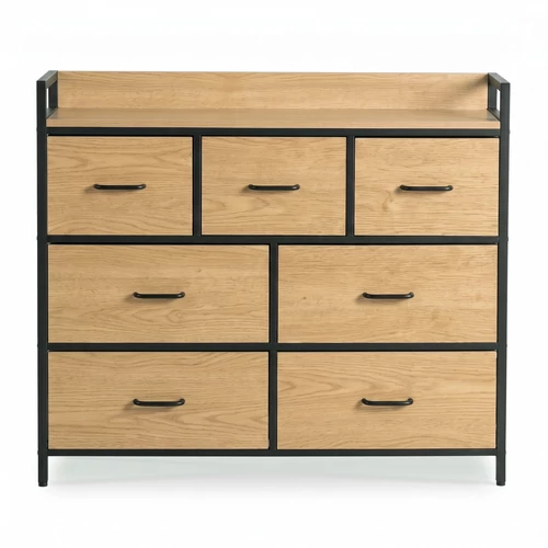 HUDSON fiókos komód 98 cm, tölgy/fekete