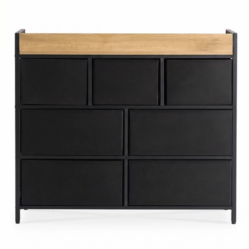 HUDSON fiókos komód 98 cm, tölgy/fekete