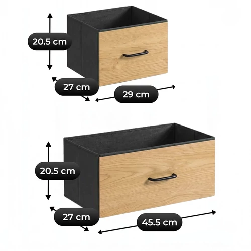 HUDSON fiókos komód 98 cm, tölgy/fekete