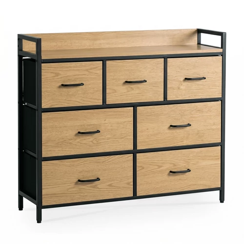 HUDSON fiókos komód 98 cm, tölgy/fekete