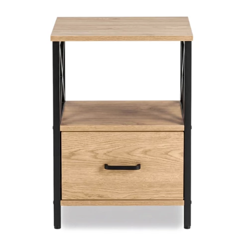 LOGAN éjjeliszekrény 40 cm, tölgy/fekete