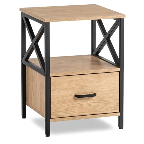 LOGAN éjjeliszekrény 40 cm, tölgy/fekete
