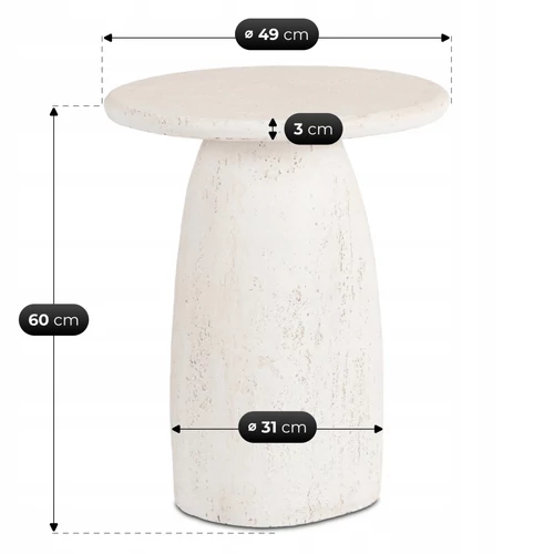 REES dohányzóasztal 49 cm, krémszínű/bézs