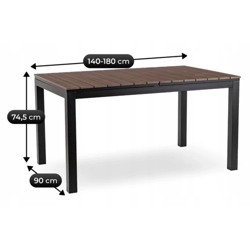 Kerti bútorkészlet Asztal ARGOS 160-260 cm Orzech i 4 Fotele FRESNO Czarne