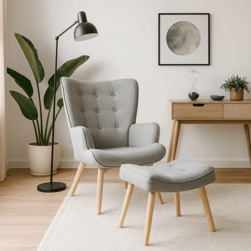 Lozano 2 Lounge Fotel lábtartóval szürke színben